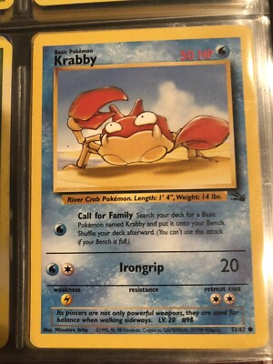 Mistake Fossil Krabby Pokemon Card Edition 1st
