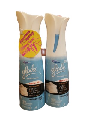 2 Glade Expressions Starter Kits Air Freshener Cotton  & Italian Mandarin 7oz ea