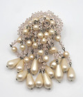 Waterfall Pink Beaded Heavy Vintage Faux Pearl Brooch Heavy