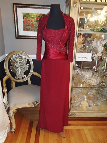 A1252 MONTAGE MON CHERI 29969 MOTHER BRIDE GOWN CRANBERRY SZ 6 DRESS $530