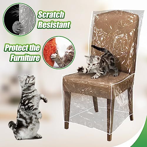 4 Pack Plastic Dining Room Chair Covers Anti Scratch Seat Cover Protectors - Picture 4 of 7