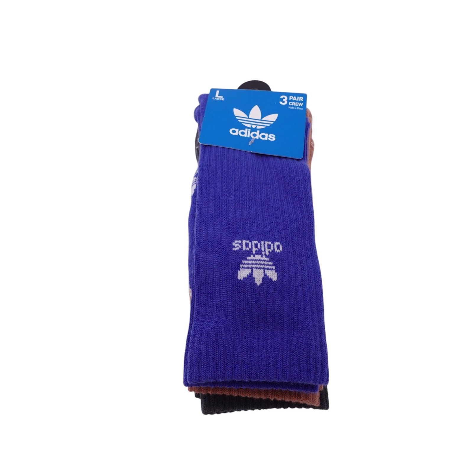 NWT Adidas Originals Color Wash Crew Socks Sz L Blue/Black/Brown 3-Pack Outdoor thumbnail 2