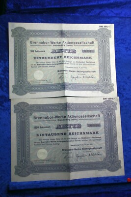 Brennabor Aktien 100 RM 1000 RM Prospekt (E#003) Nachdruck Archiv Verlag
