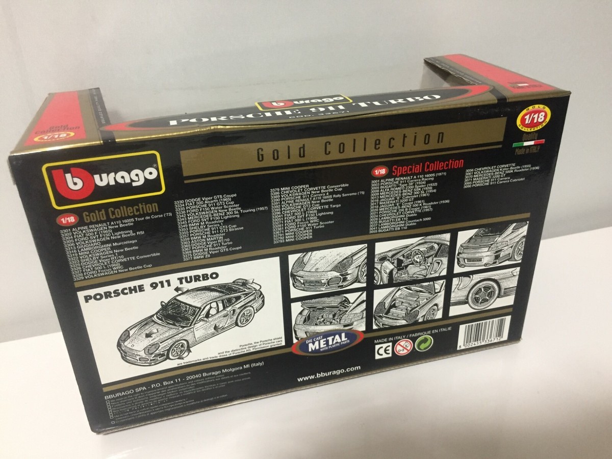 BURAGO 1:18 GOLD COLLECTION PORSCHE 911 TURBO Scale 1/18 from