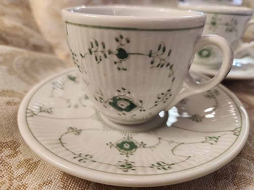 Vtg Royal Copenhagen RARE Green Fluted Demitasse Cup & Saucer- Two Sets DENMARK - Picture 11 of 11