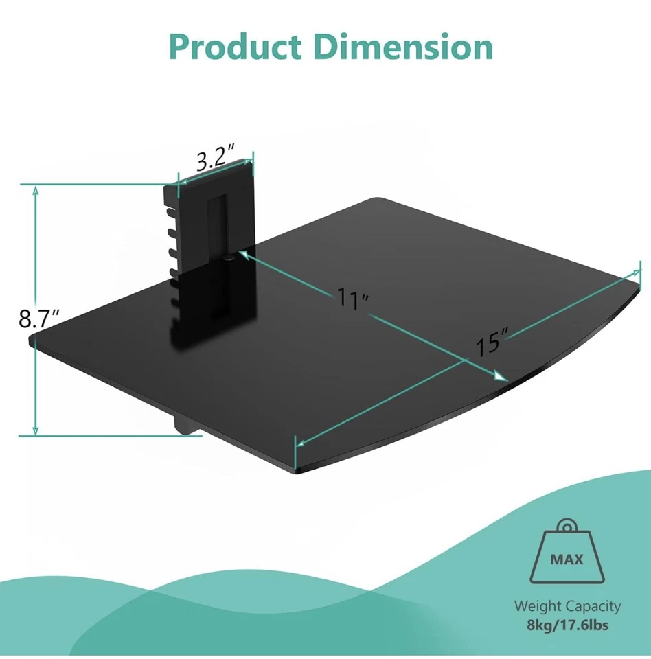 Estantes flotantes de vidrio templado para centro de entretenimiento Foto 2 de 4