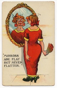 032520-VINTAGE-COMIC-POSTCARD-MIRRORS-ARE-FLAT-BUT-NEVER-FLATTER