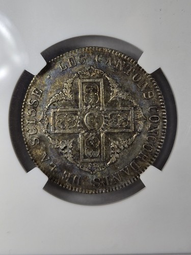 1831 BEL Switzerland 5 Batzen Canton Vaud NGC AU55 - Still Has Great Luster - Picture 4 of 9