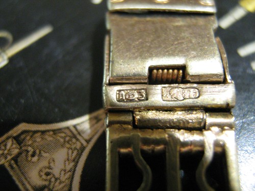 Rare vintage gold plated 875 silver Soviet watch band for wire lugs 10mm ends - Zdjęcie 4 z 11