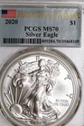 2020 American $1 Silver Eagle 1 oz. PCGS Grade MS70 First Day Of Issue 39468109