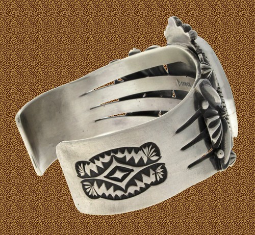 Pulsera Turquesa Natural Birdseye Kingman Por Artista Navajo Derrick Gordon - Imagen 3 de 6