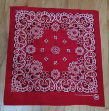 Vintage Red Bandana Handkerchief Made In USA RN15187 All Cotton Paisley Print