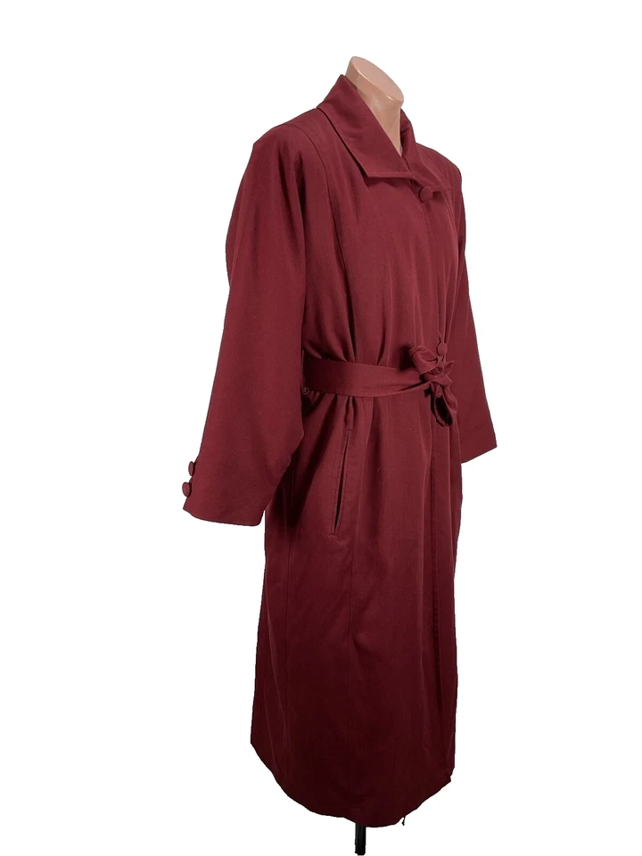 Винтажные женские London туман Тренч вино ржавчины красный с ремнем размер 10 тяжелый - Изображение 4 из 4