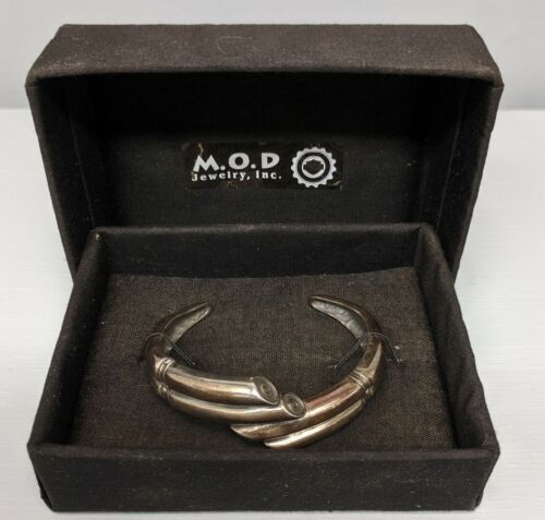 Vintage Harley Davidson Women's Sterling Silver Bone Cuff Bracelet with Box