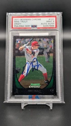 2011 Bowman Chrome Draft - MIKE TROUT - #101 Rookie On-Card AUTO - PSA 9