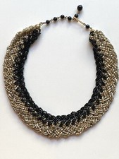 Vintage Seed Bead Braided Collar Necklace 2463 