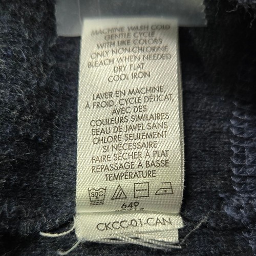 Calvin Klein Full Zip Metal Logo Sweater Jacket Knit Ribbed Trim Blue Men's XL - Foto 7 di 8