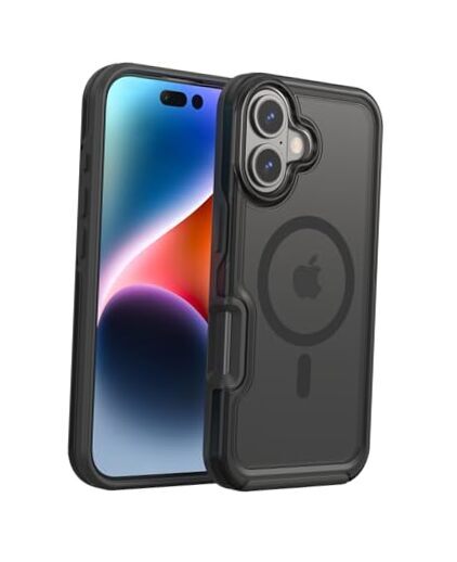 Strong Magnetic for Case, Compatible with MagSafe, 360° iPhone 16 Black
