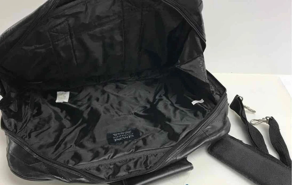 Bolso Maletín Vintage Embassy Cuero Negro Nuevo Con Etiquetas 18"X13" Foto 3 de 4