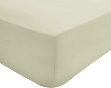 Image of Cot Bed Fitted Sheet Cream Polycotton 71cm x 141cm + 15cm Soft