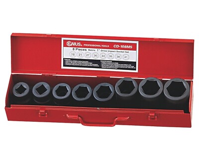Genius Tools 8 Piece 1" Dr. Metric Deep Impact Socket Set (CR-Mo ...