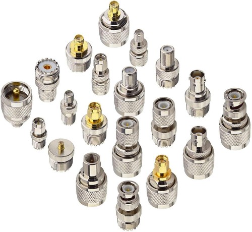 20-Piece UHF Adapter Kit for SMA/BNC/MCX/FME - Versatile Coaxial Connectors - Picture 3 of 9