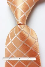 Classic Checks Plaids Beige JACQUARD WOVEN 100% Silk Men's Necktie Tie
