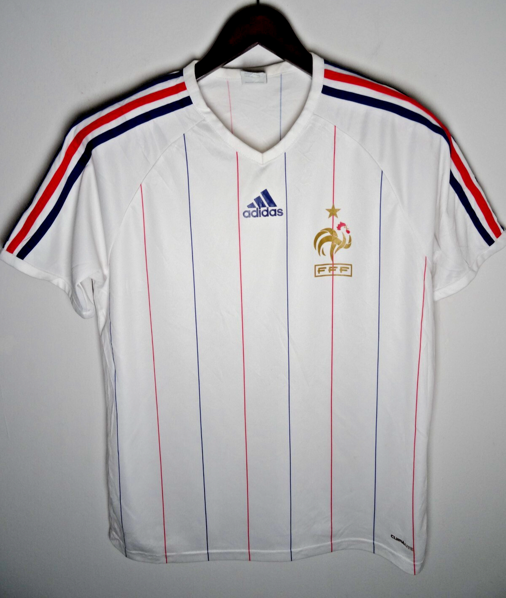 adidas フランス代表ジャージ2010W杯 Adidas France Jersey Medium Mens White Home 2010 Striped World Cup