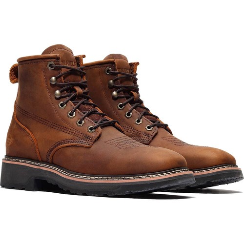 Bonanza Rancher GRIT 6" Crazy Brown Square Toe Lacer Boots - Picture 2 of 10