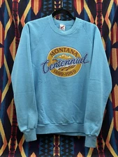 Vintage Jerzees Sweatshirt 1989 Montana Centennial Crewneck Raglan Fits Large