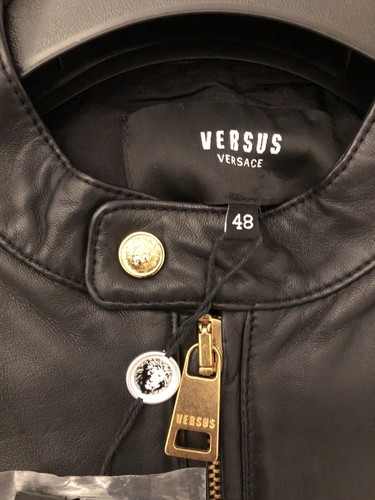 VERSUS VERSACE Black Leather Gold-Tone Hardware Jacket - Picture 8 of 15