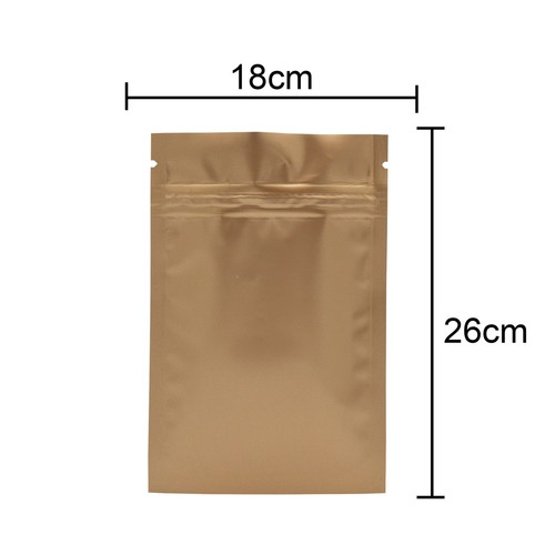 100/200/500 bolsas de papel de aluminio Mylar resellables con cremallera a prueba de olor en oro mate - Imagen 12 de 12