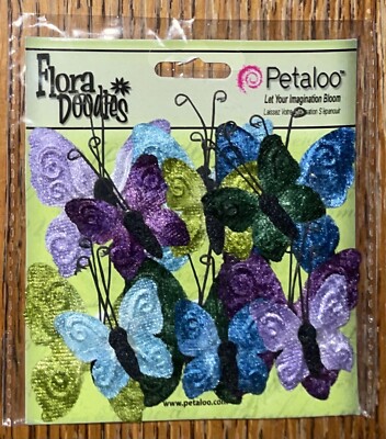Petaloo Flora Doodles Collection Butterflies 3D Scrapbook Embellishments