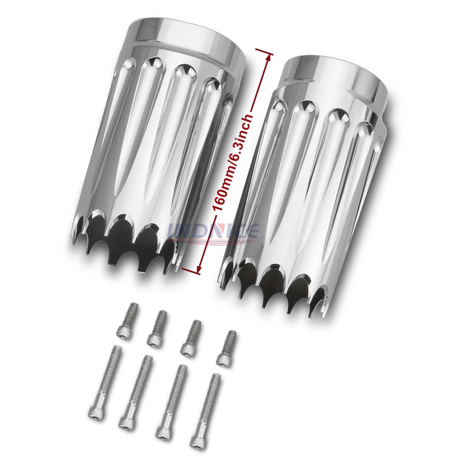 Fork Boots Cover Cow Bells Chrome Gear CNC Cut For Harley Touring FLHR FLHX FLHT Foto 2 de 2