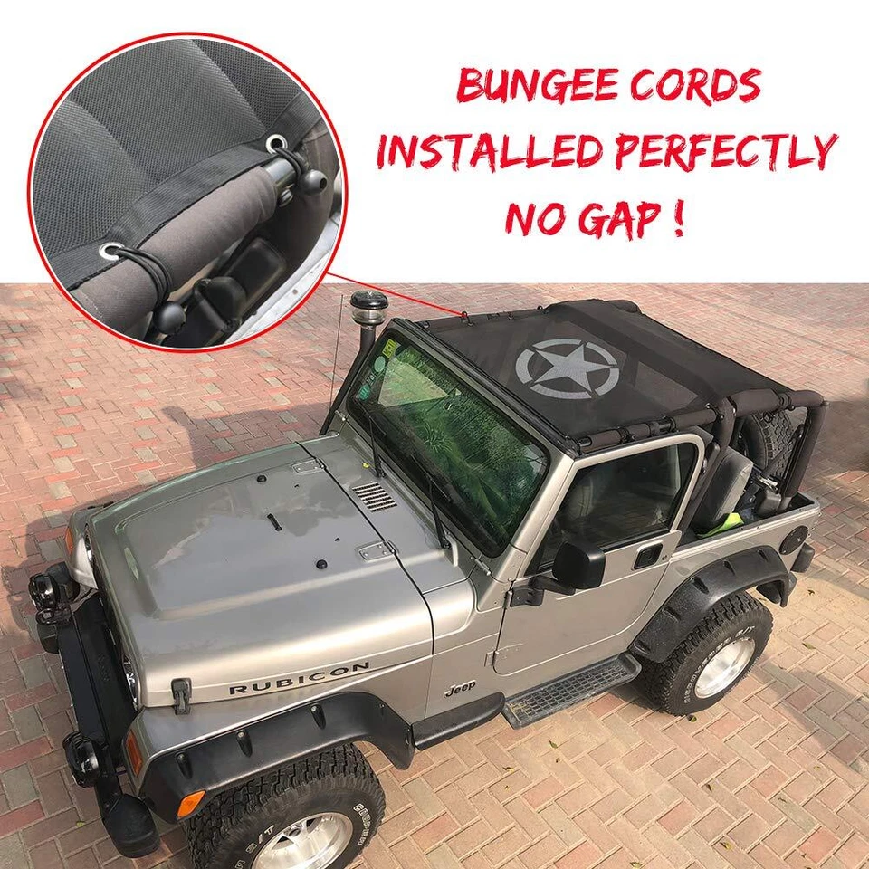 Sunshade Mesh Bikini Top Cover UV Sun Protection for Jeep Wrangler TJ 1997-2006 - image 2 of 4