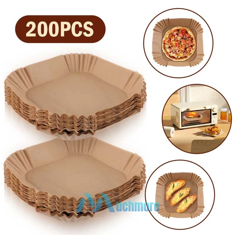 Air Fryer Liners 100/200Pcs Disposable Parchment Paper Liner Non Stick Food Safe Air Fryer Liners 100/200Pcs Disposable Parchment Paper Liner Non Stick Food Safe