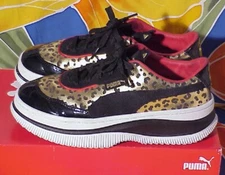 PUMA X Deva Charlotte Olympia Black Leopard Low Lace Up Women's Sneakers Size 7