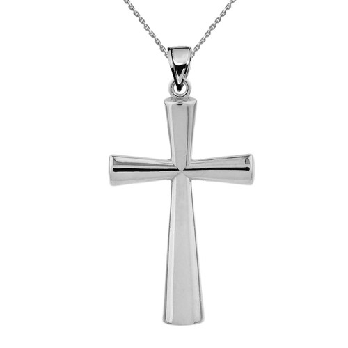 Solid 14k White Gold Cross Pendant 