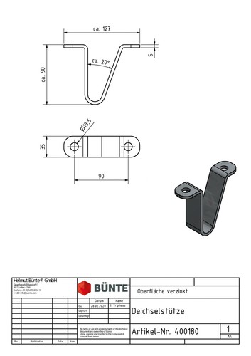KNOTT Deichselstütze Abstützbügel Deichselbügel f. PKW-Anhänger, Höhe 90mm - Zdjęcie 2 z 2