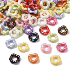 100pcs Iridescent UV Plating Acrylic Beads Gradient Color Loose Space Beads DIY