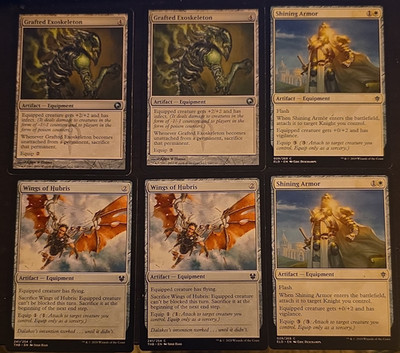 Magic: The Gathering 6 Card Lot Grafted Exoskeleton, Shining Armor, Wings of Hu 
