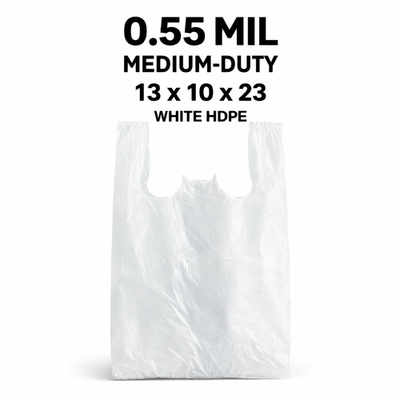 #ad Bags 13quot;x 10quot;x23quot;.551 Mil White Large Medium Duty T Shirt Plastic Shopping Bags $92.97