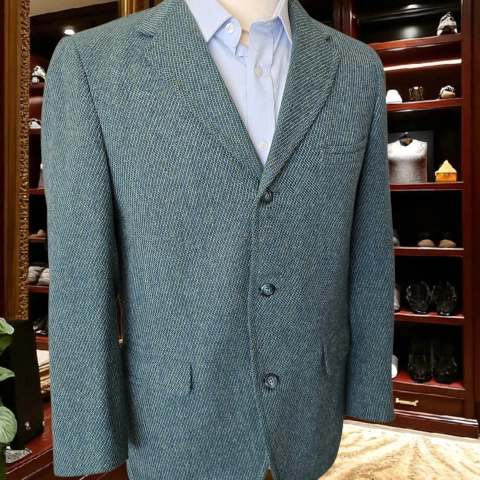Blazer de tweed inglés verde vintage de los años 50 38S de Stanley Blacker 23 pulgadas brazos Foto 4 de 4