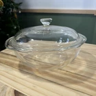 Vintage PYREX #023 Clear Glass 1.5 Quart Casserole 8" Bowl w/ Knob Lid, USA!