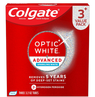 Colgate Optic White Advanced Hydrogen Peroxide Toothpaste, Teeth Whitening Tooth