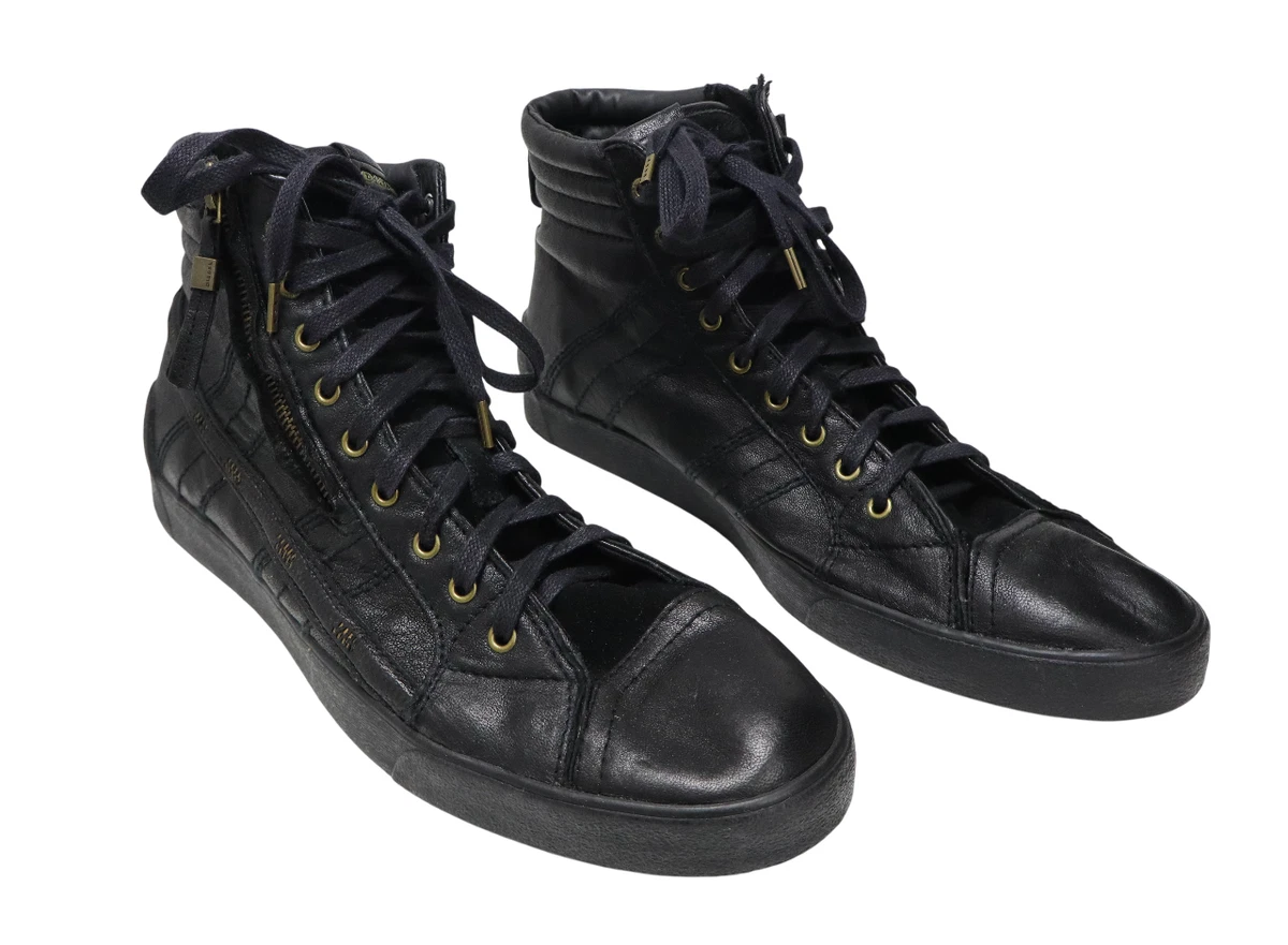 Limited Edition DIESEL Leather High Top Sneakers Size 11/44.5 Diesel Black Casual Shoes for Men for sale | eBay main image 4