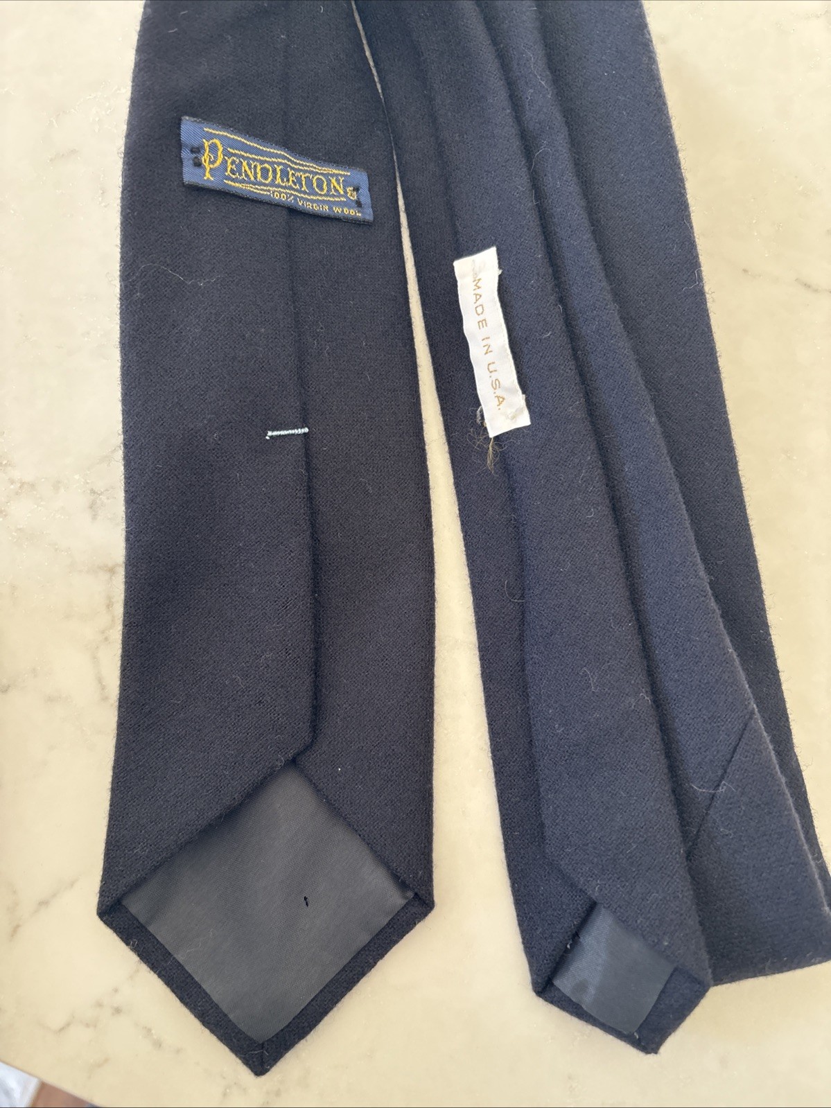 Pendleton Mens Necktie Solid Navy Blue Virgin Woo… - image 3