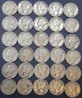 1944 P Mercury 90% Silver Dimes - Lot Of 30 Condition Varies a