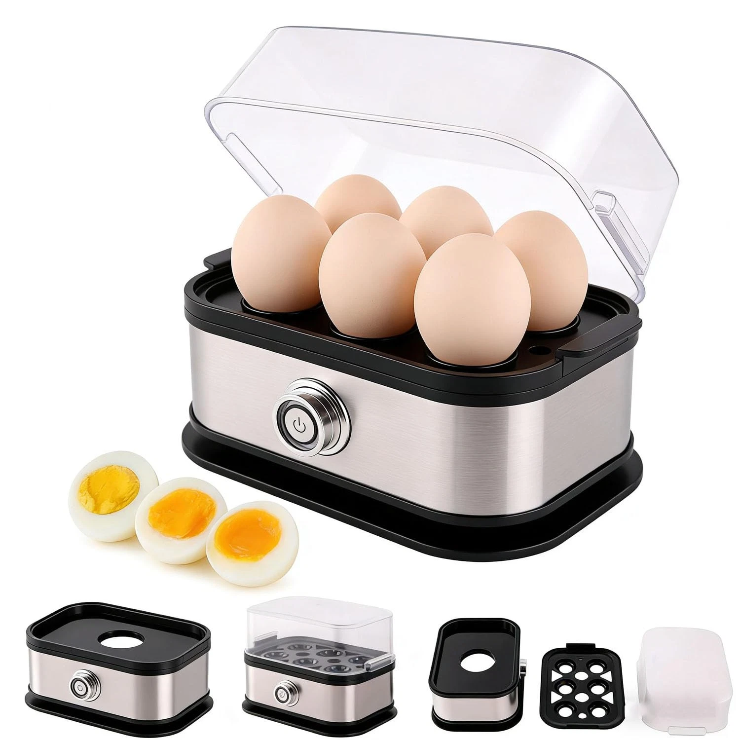 Smart Egg Cooker Multi-Function Rapid Eggs Cooker, Electric 6 Egg Capacity, H...
