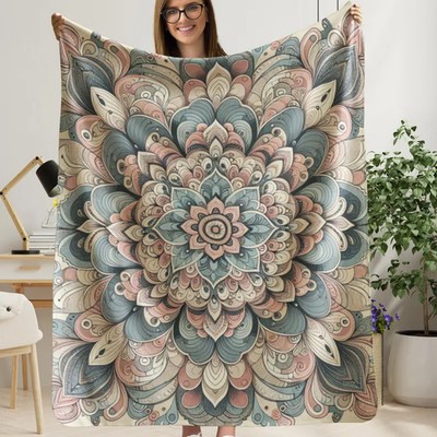 Sherpa Blanket Mesmerizing Mandala Design Cozy Soft